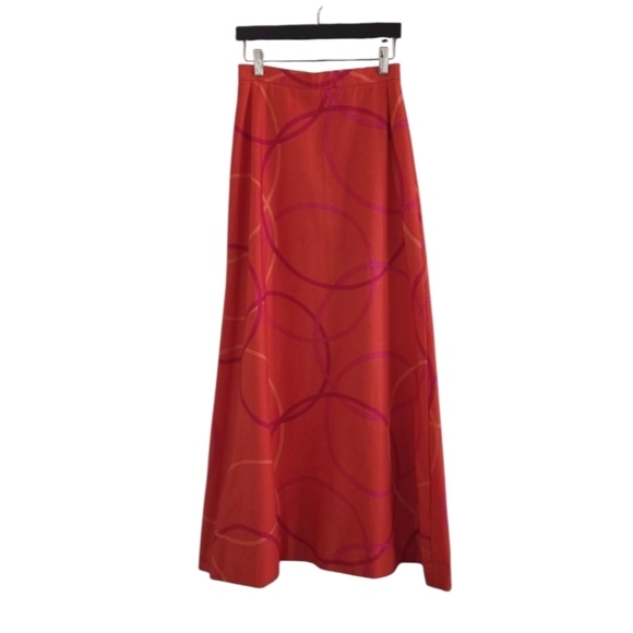 Vintage Swedish Brand Rudholms Bold Red-Orange Full Length Cotton Skirt SMALL - Picture 12 of 12